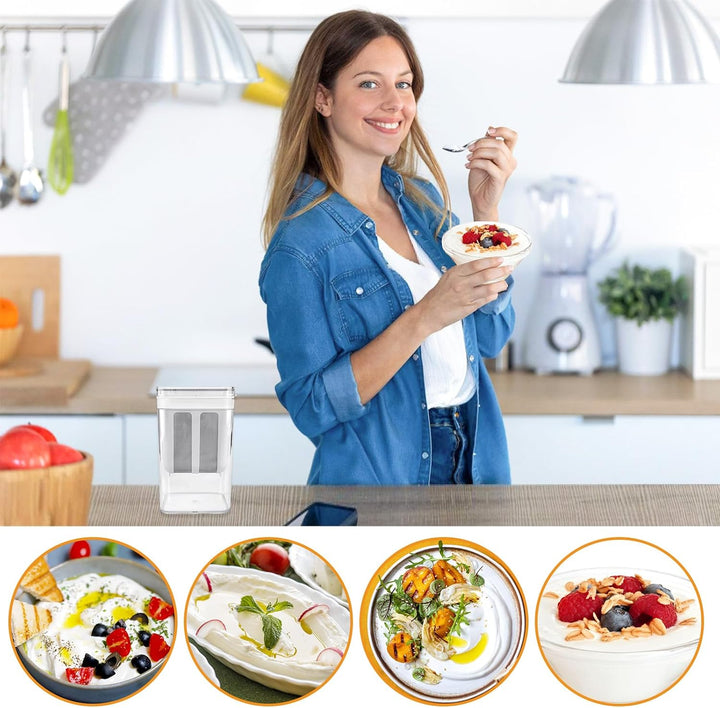 Frischkäsebereiter, Joghurt Sieb Mit Deckel, Waschbar Molkeabscheider, Wiederverwendbarer Feine Filt