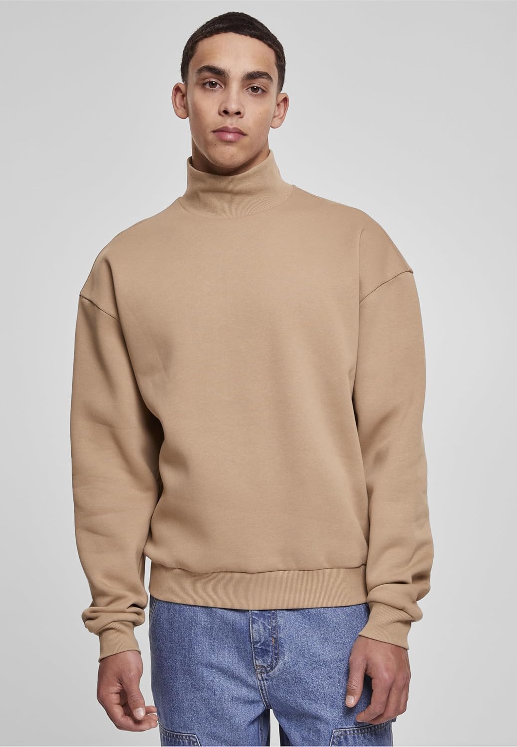 Urban Classics Herren High Rib Neck Crew Sweatshirt 3XL Warmsand, 3XL Warmsand