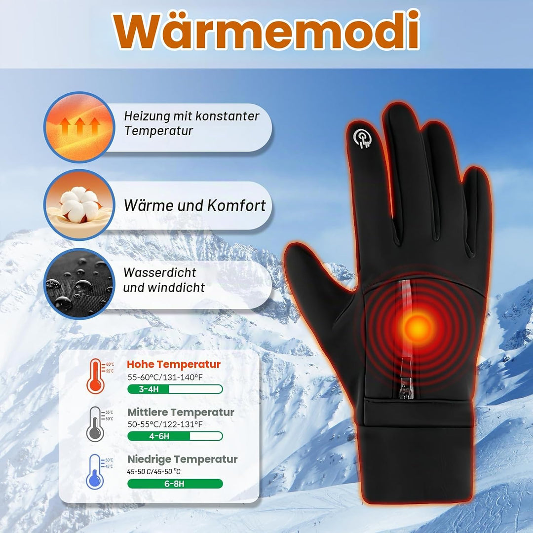 Carreuty USB beheizte Handschuhe für Männer Frauen, Wasserdicht Winddicht rutschfest Ski Erhitzt Han