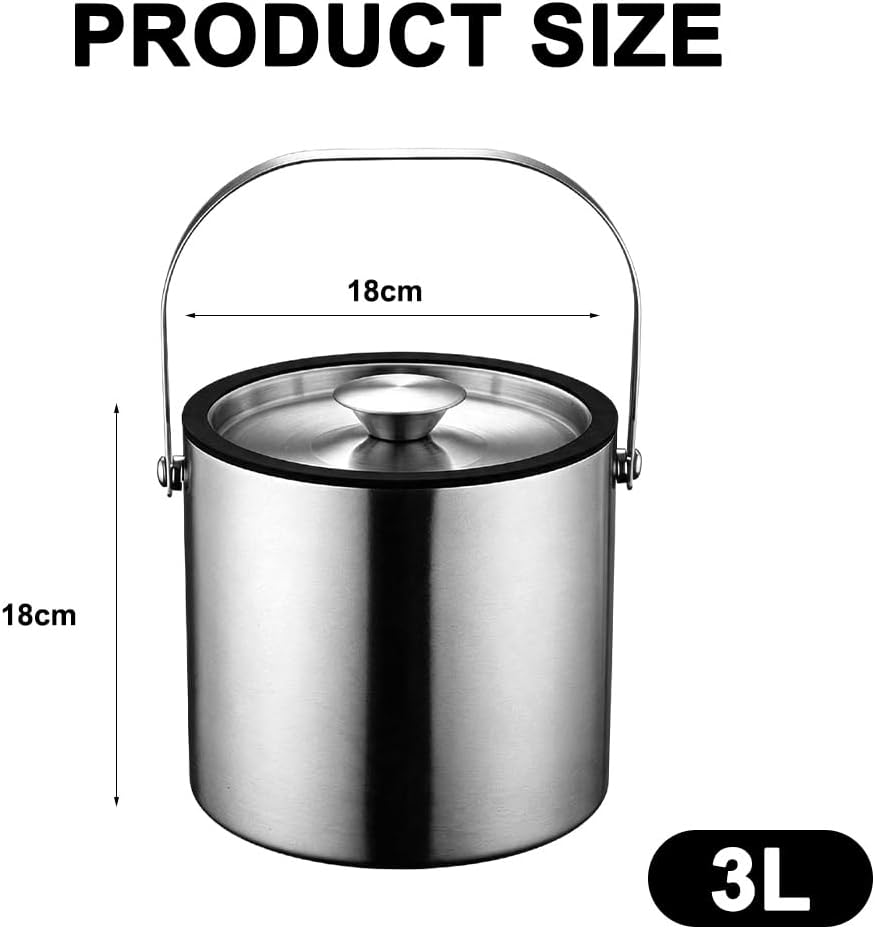 Edelstahl Eisbehälter,Kühler Eiskübel,luftdichtem Deckel Sieb Eiszange,Kühler Eiskübel,WeinEis würfe