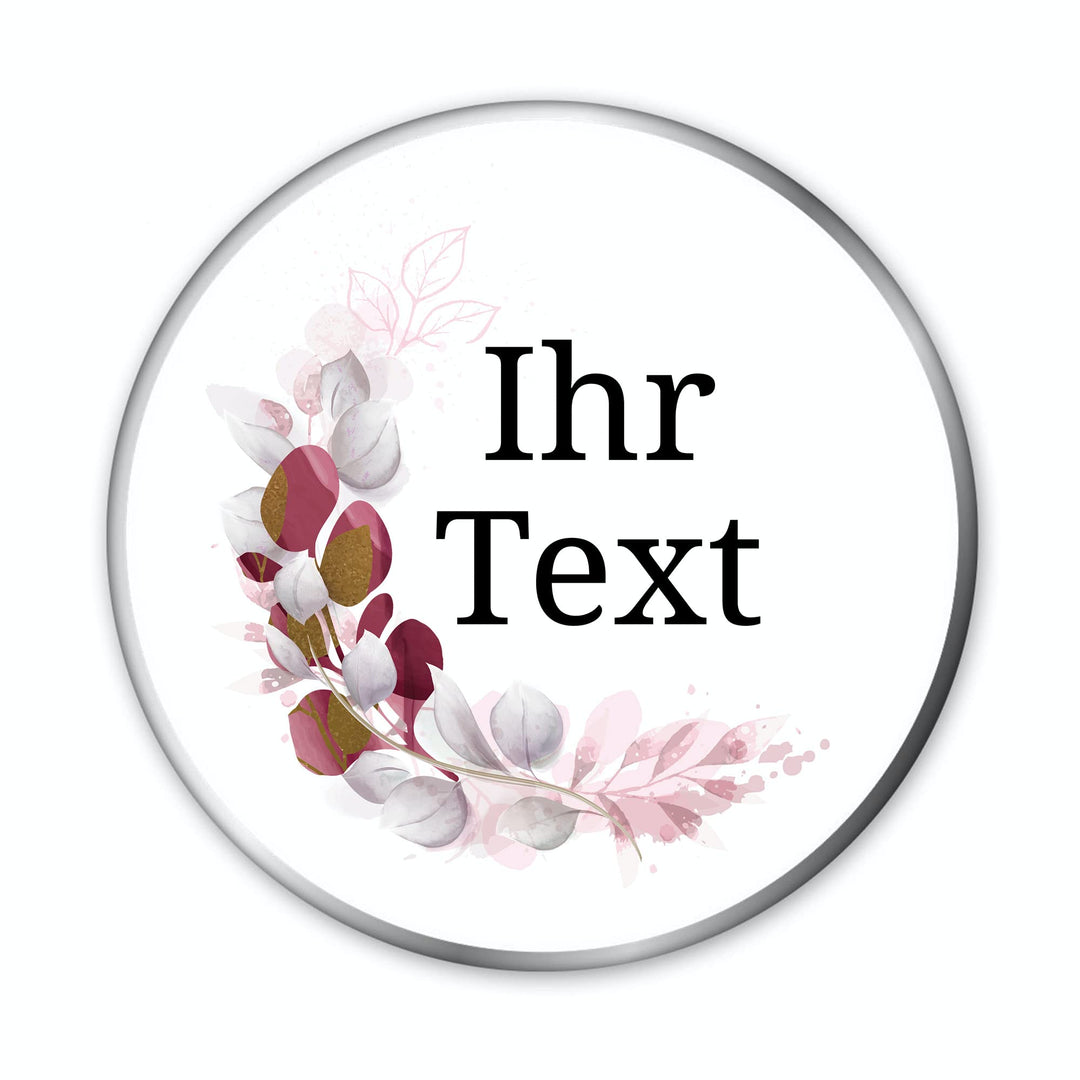 STEMPEL-FABRIK – personalisierbare runde Dose mit Name oder Wunschtext – Aquarell Motiv mit roter Mo