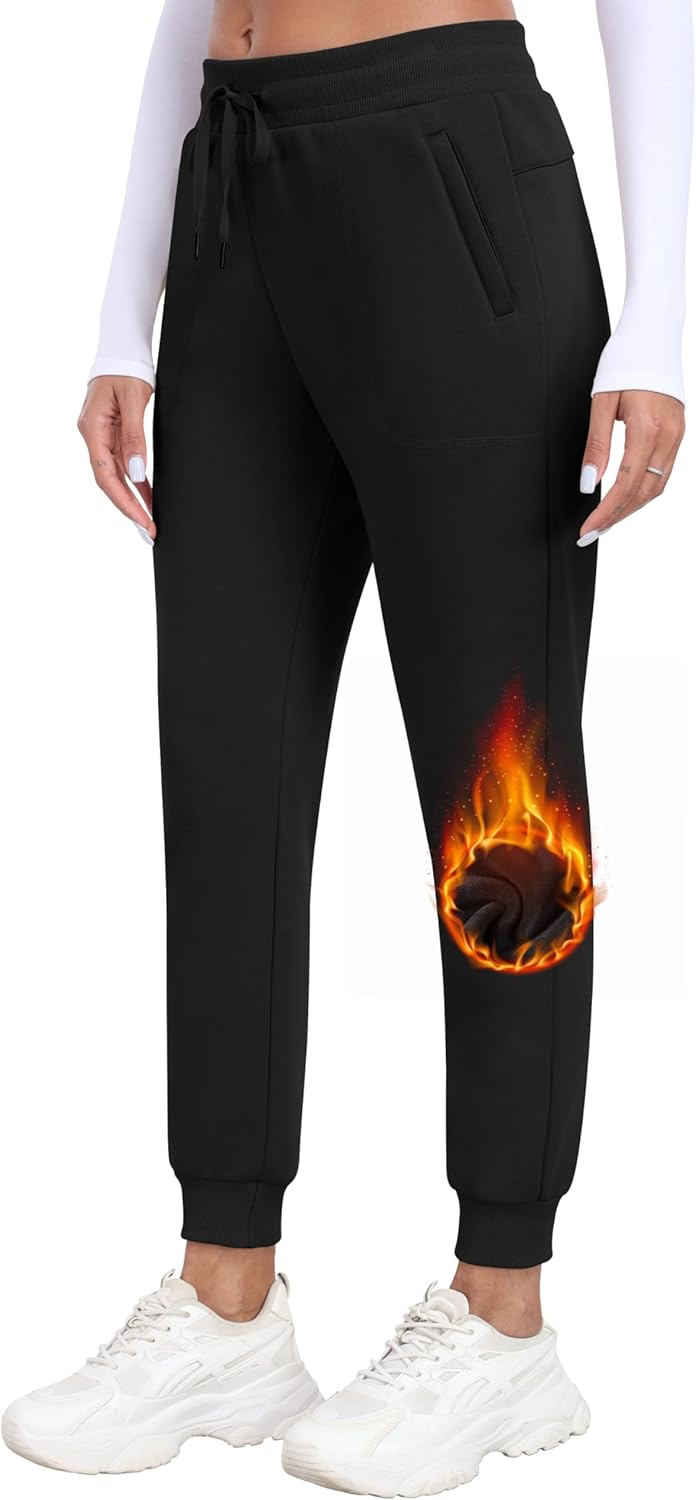 MoFiz Jogginghose Damen Thermohose Mikrofleece Sporthose Atmungsaktiv Waterproof Sweatpants mit Reis