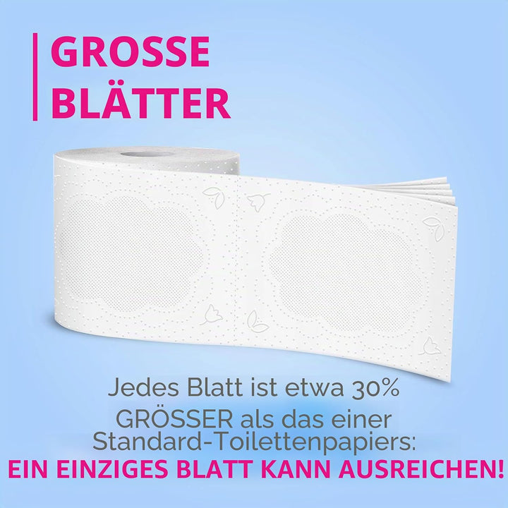 Foxy Baumwolle, Toilettenpapier, 5 Schleier, 56 Rollen, 120 Rollen, extra grosse Blätter, mit echten