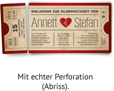 10 x Silberhochzeit Hochzeitseinladungen silberne Hochzeit Einladungskarten individuell - Vintage He