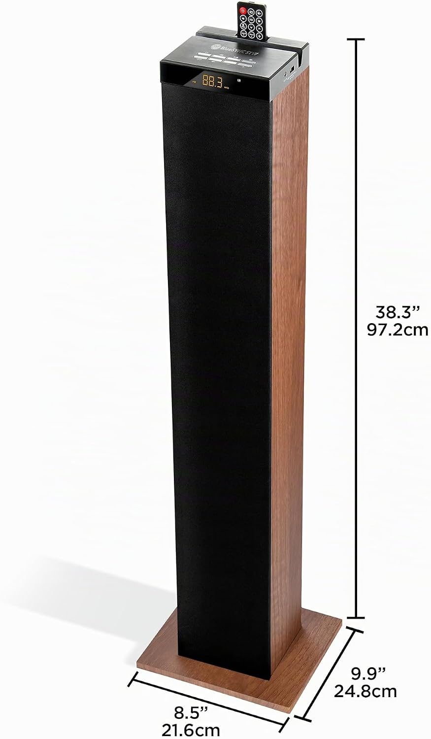 GOgroove Bluetooth Turm Lautsprecher mit integriertem Subwoofer - Standlautsprecher mit Bass und Dua