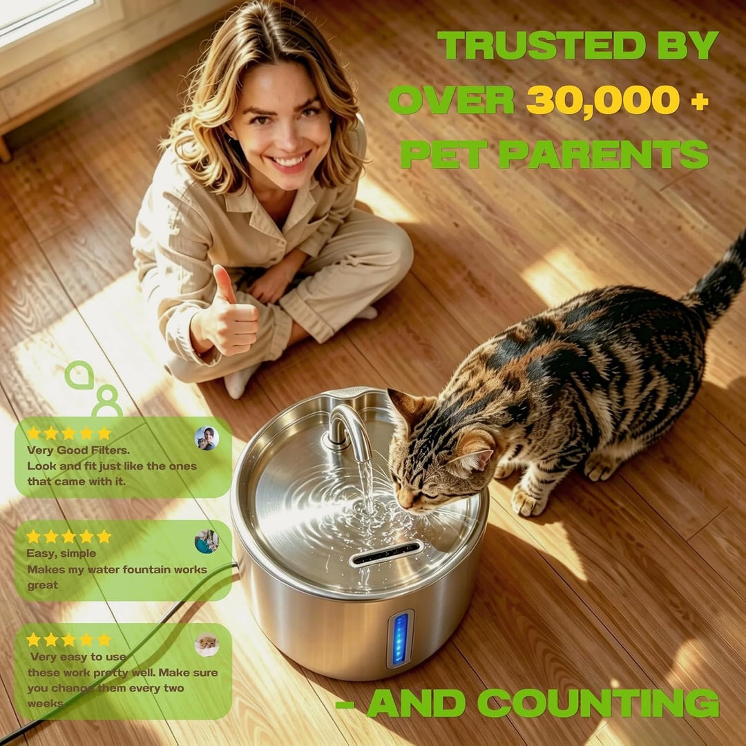 Katzenbrunnen Filter 6er Pack: 6 Kohlefilter + 6 Schwammfilter Hält das Wasser Frisch und Sauber, 2-