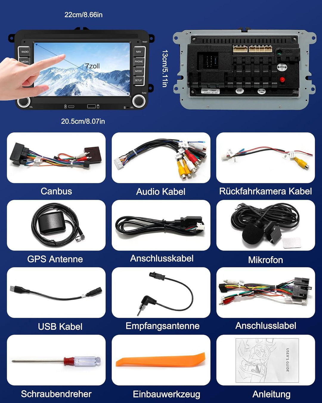 Ledio Bluetooth Autoradio mit Bildschirm für VW Golf 5 6 T5 Polo 6r Caddy Passat Touran Seat, Auto R