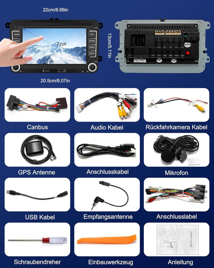 Ledio Bluetooth Autoradio mit Bildschirm für VW Golf 5 6 T5 Polo 6r Caddy Passat Touran Seat, Auto R
