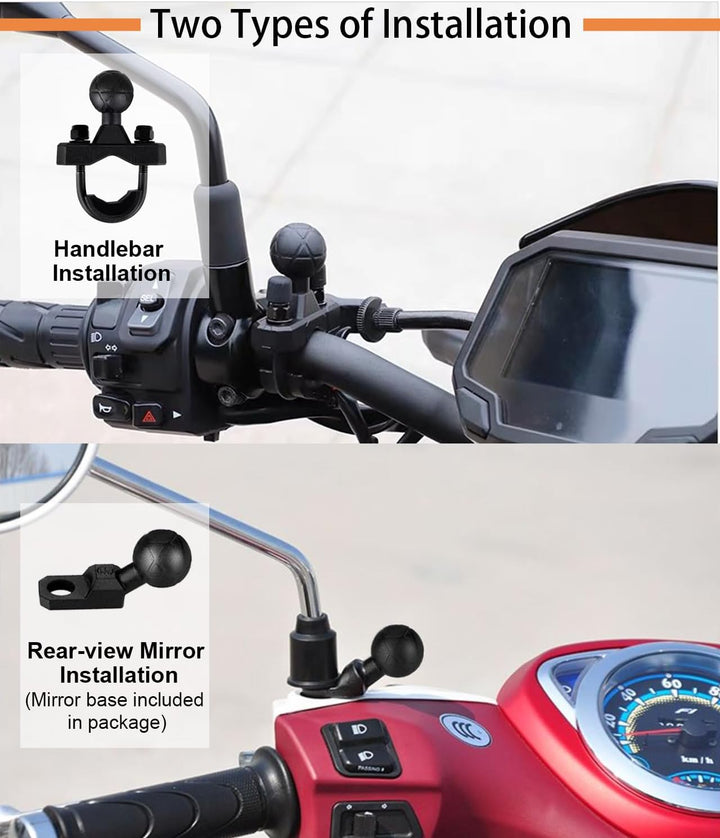 AGEofDMS Motorrad Handyhalterung mit Vibrationsdämpfer, Handyhalter für Roller, Fahrrad, One-Touch A