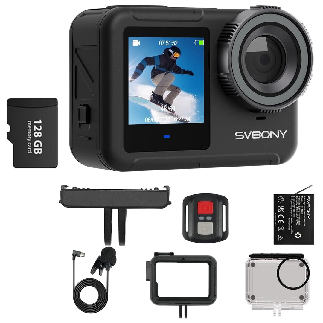 SVBONY SVGo3 4K 30FPS Action Cam, Aufnahmen bei Schwachem Licht, Magnetischer Schnellverschluss, 128