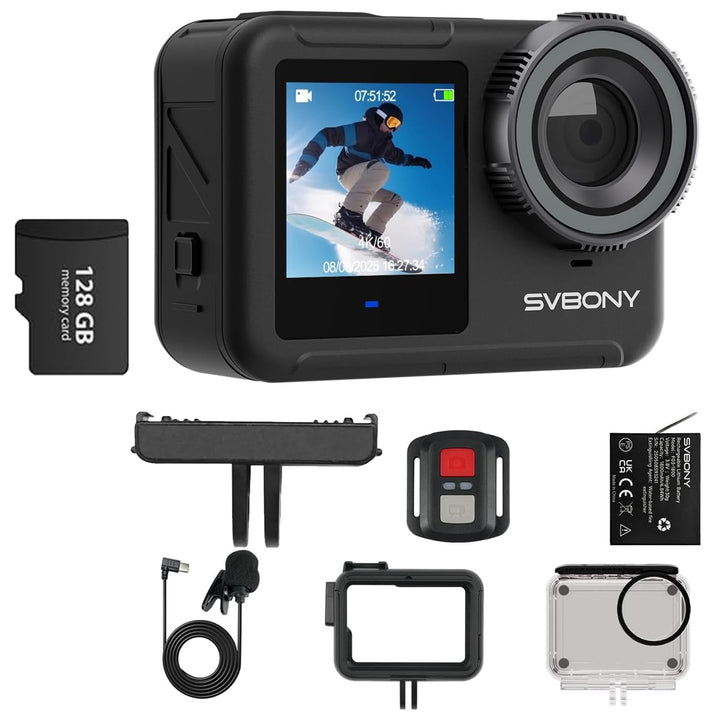 SVBONY SVGo3 4K 30FPS Action Cam, Aufnahmen bei Schwachem Licht, Magnetischer Schnellverschluss, 128