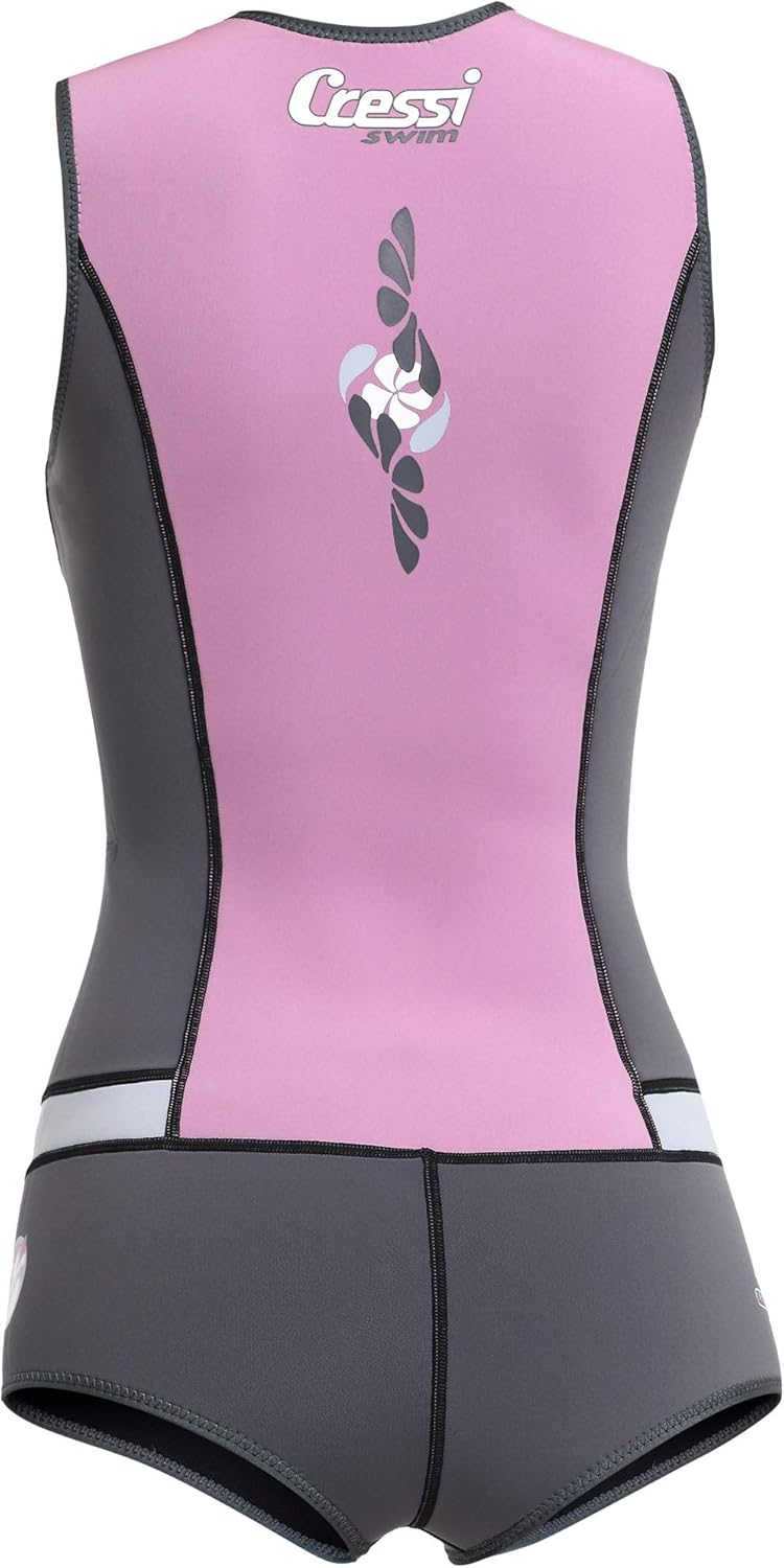 Cressi Idra Neoprene Swimsuit 2mm - Damen Swimming Wetsuit Neopren Badeanzug 2mm Neoprenanzug Rosa/G