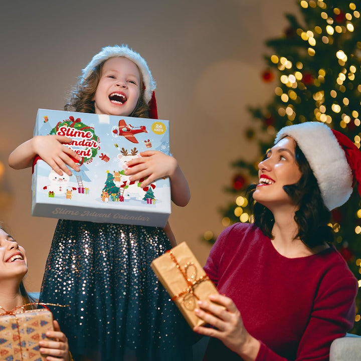 Schleim Adventskalender 2024 für Mädchen Jungen, fluffy Slime Kinder Weihnachtskalender, Weihnachten