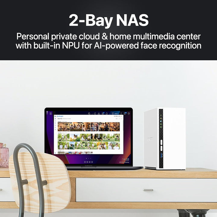 QNAP TS-233-24WD-US 2 Bay Home NAS mit 4TB Speicherkapazität, vorkonfiguriertes RAID 1 WD Red Plus H