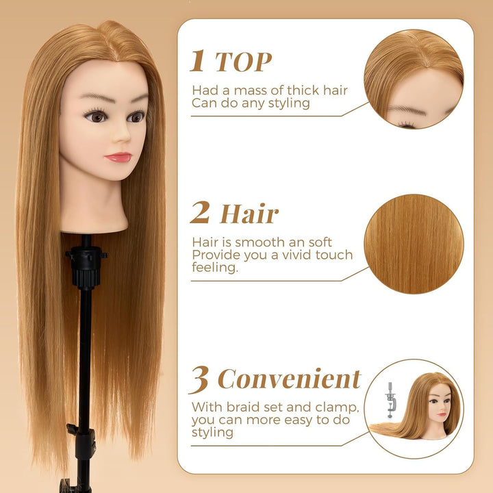 Neverland 26" Frisierkopf Friseur 60% Echthaar Haar Übungskopf Puppenkopf Friseurkopf Ausbildung Kop