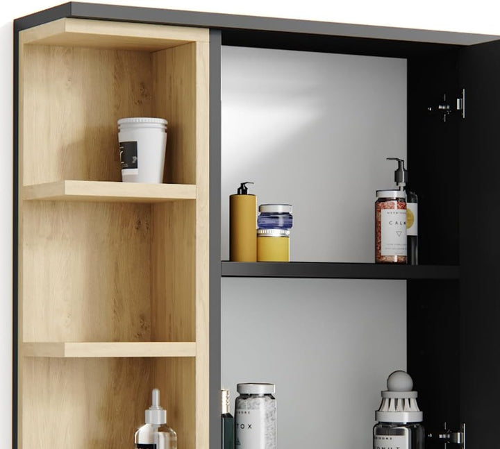 Vicco Bad Spiegelschrank Aquis, Anthrazit/Sonoma, 79 x 64 cm Anthrazit Spiegelschrank, Anthrazit Spi