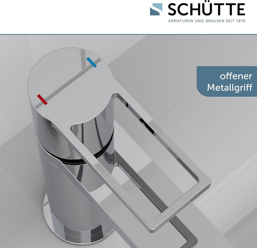 SCHÜTTE Waschtischarmatur MANHATTAN 33010, Wasserhahn Bad mit Ablaufgarnitur, Armatur Badezimmer, Ei