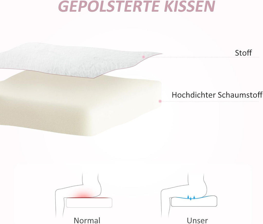 HOMCOM Bürostuhl Schreibtischstuhl mit Hasenohren, Höhenverstellbar Kosmetikstuhl mit Samtoptik, Dre