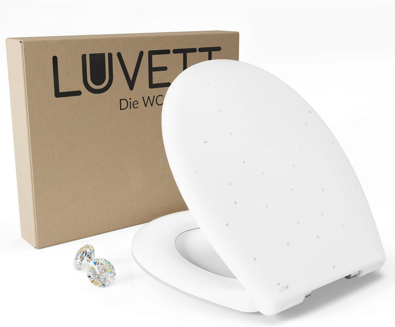 LUVETT® WC-Sitz S100 mit Glitzer-Steinen, oval, mit Absenkautomatik SoftClose®, abnehmbar, antibakte