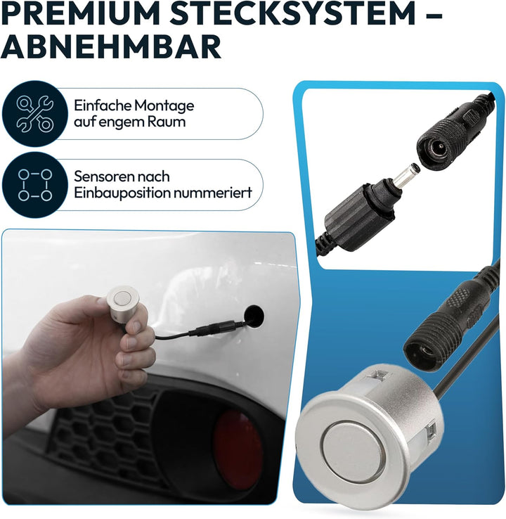 VSG24 Premium Einparkhilfe hinten mit Display zum nachrüsten am Auto, PDC Parksensoren hinten mit St