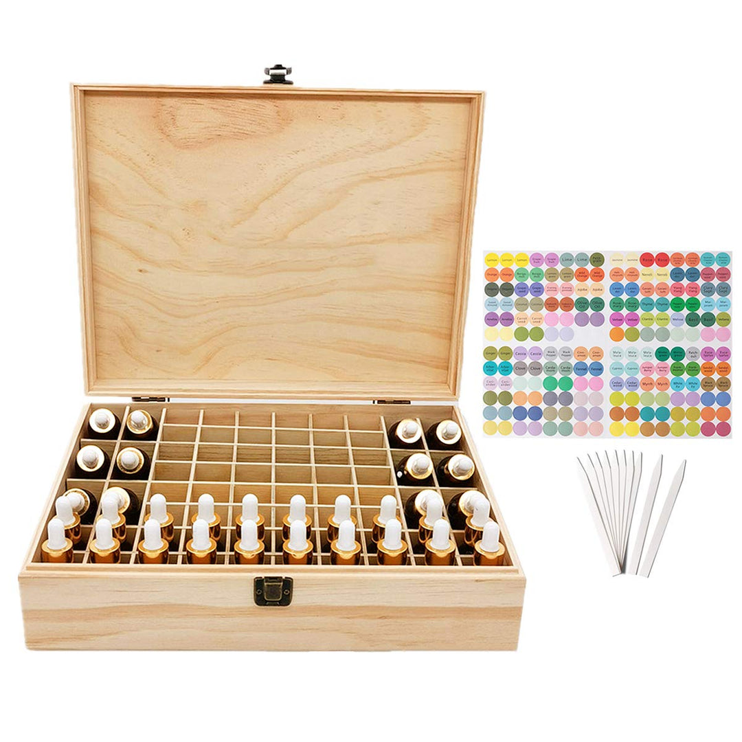 CHSEEA Ätherisches Öl Display Ständer Gestell Halter Organisator, 68 Löcher Holz Box Veranstalter Au