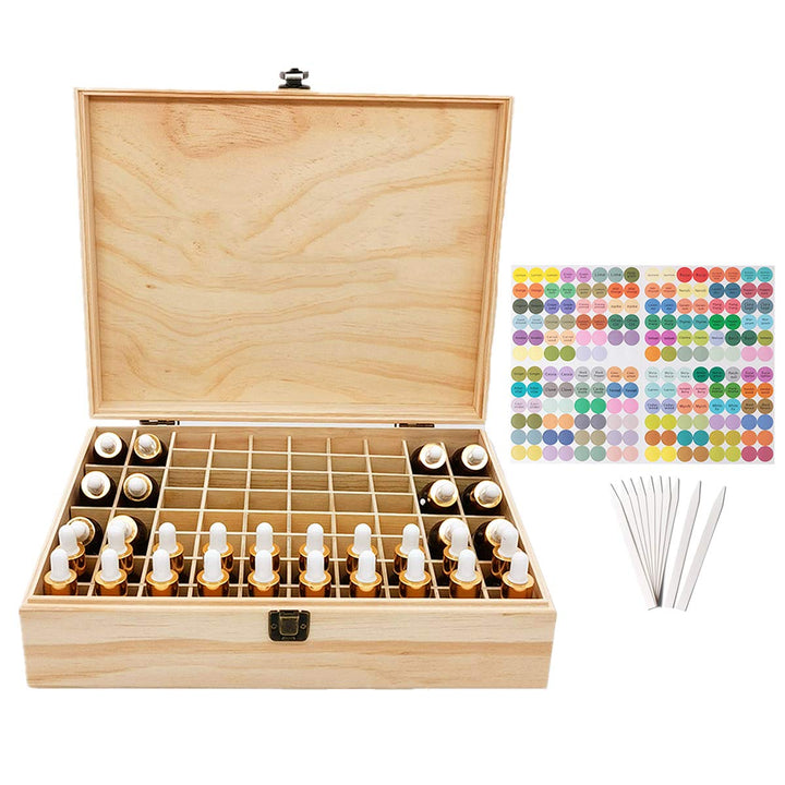 CHSEEA Ätherisches Öl Display Ständer Gestell Halter Organisator, 68 Löcher Holz Box Veranstalter Au