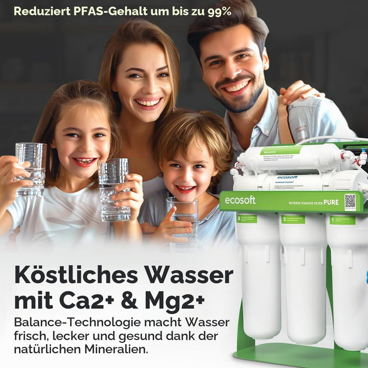 Umkehrosmoseanlage Pure Balance, Wasserfilter mit Mineralisierung, Untertisch Anschluss Trinkwasserf