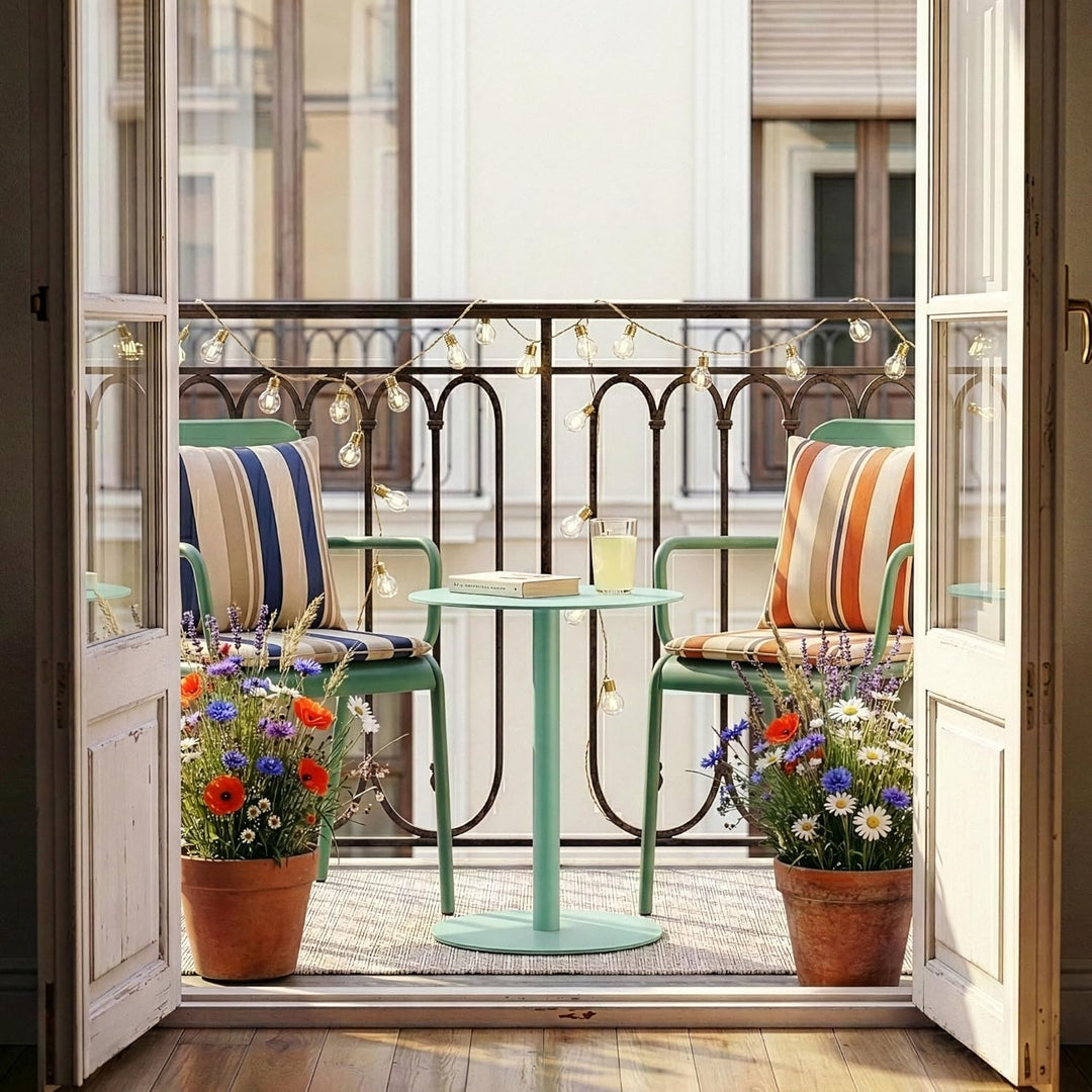 [en.casa] Beistelltisch Nastätten Gartentisch Couchtisch mit Metallgestell rund Sofatisch modernes D