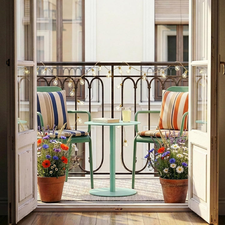 [en.casa] Beistelltisch Nastätten Gartentisch Couchtisch mit Metallgestell rund Sofatisch modernes D