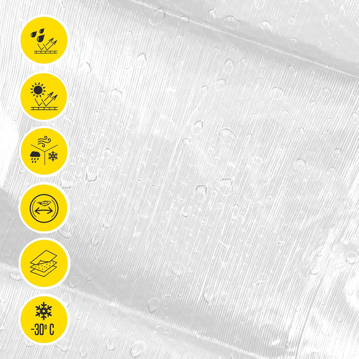 wasserdichte Plane für den Aussenbereich - 3x5m - 90 g/m2 - Verstärkte, verschweisste Löcher - 3 Sch