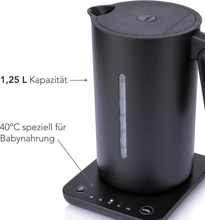 Wilfa SVART FORMAT Wasserkocher - mit einem Fassungsvermögen von 1,25 Liter, 2200 Watt, aussenliegen