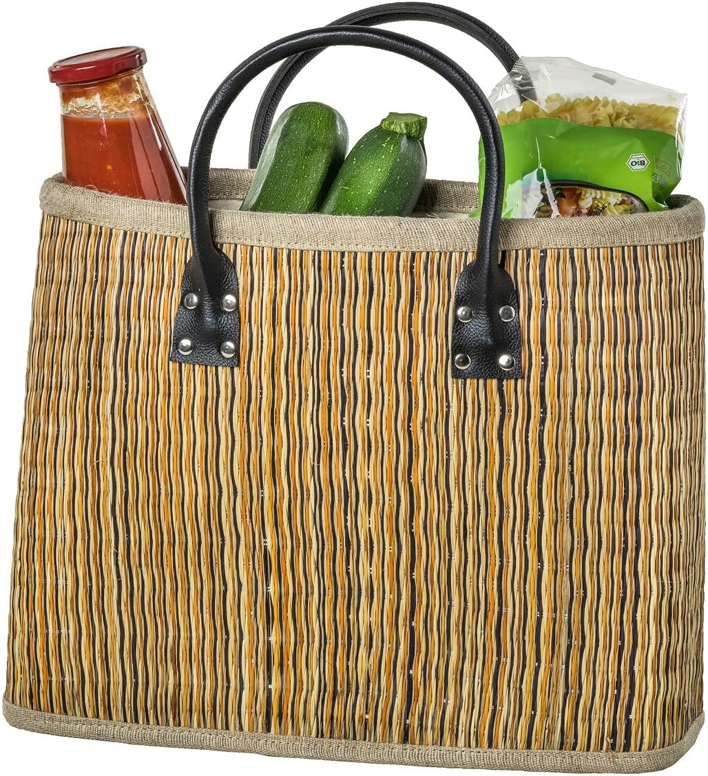 LaFiore24 Einkaufstasche Shopper Henkeltasche Korb Handtasche Allzwecktasche Orange-Mehrfarbig, Oran