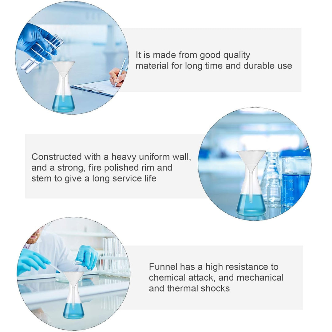 Healifty 4pcs Glas Trichter Set, Kurzer Stiel, Transparent, 40mm+50mm+75mm+100mm, Laborausrüstung fü