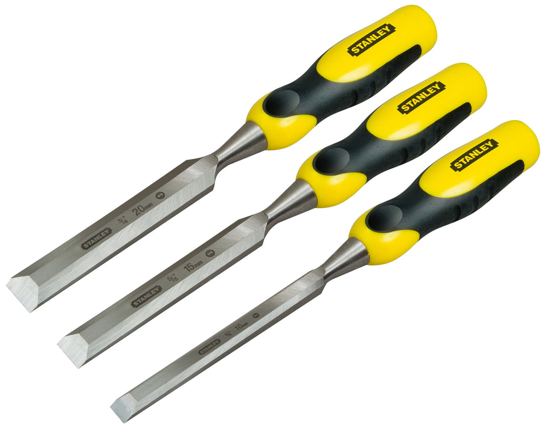 Stanley DynaGrip Stechbeitel-Set, 3-teilig (10/15/20 mm Beitelbreite, Chrom-Stahl-Legierung, ergonom