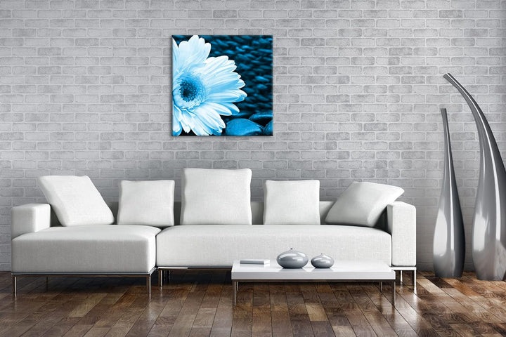 deyoli Weisse Gerbera Format: 60x60 Effekt: Zeichnung als Leinwandbild, Motiv auf Echtholzrahmen, Ho