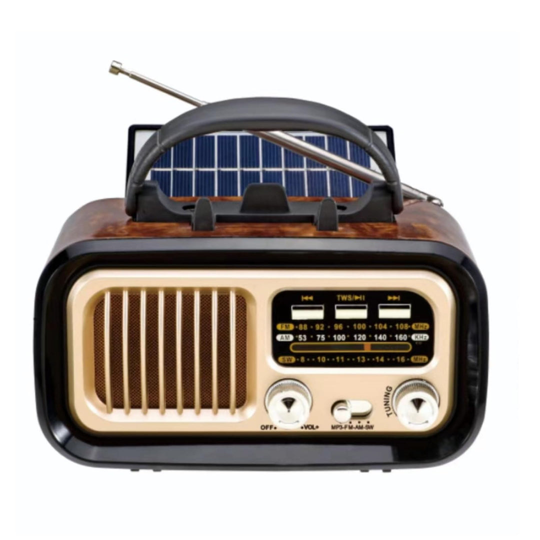 Bluetooth-Retro-Radio, FM-Transistor, Kleiner AM-Transistor, batteriebetriebenes Radio mit oder Sola