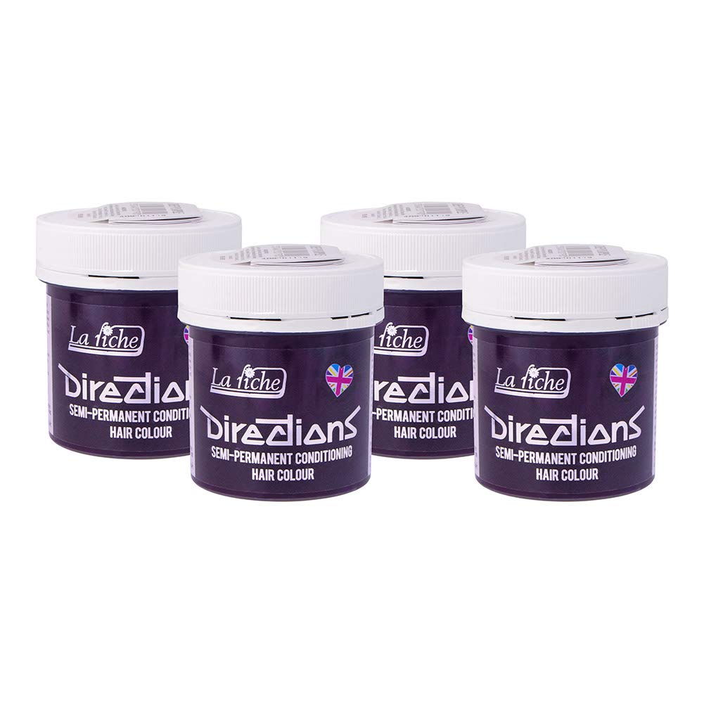 4 X New La Riche Directions Semi-Permanent Hair Color 88ml - Deep Purple Deep Purple 88 ml (4er Pack