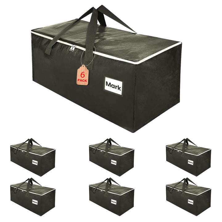 Umzugstaschen 93-Liter, 6er-Pack Aufbewahrungstaschen mit Reissverschluss, Umzugskartons Heavy Duty