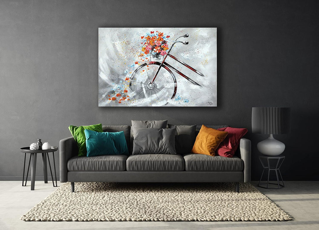 Monica Mirafiori I 100% HANDGEMALT I Gemälde Fahrrad 100x70cm | Gemälde Handgemalt | Acrylgemälde |