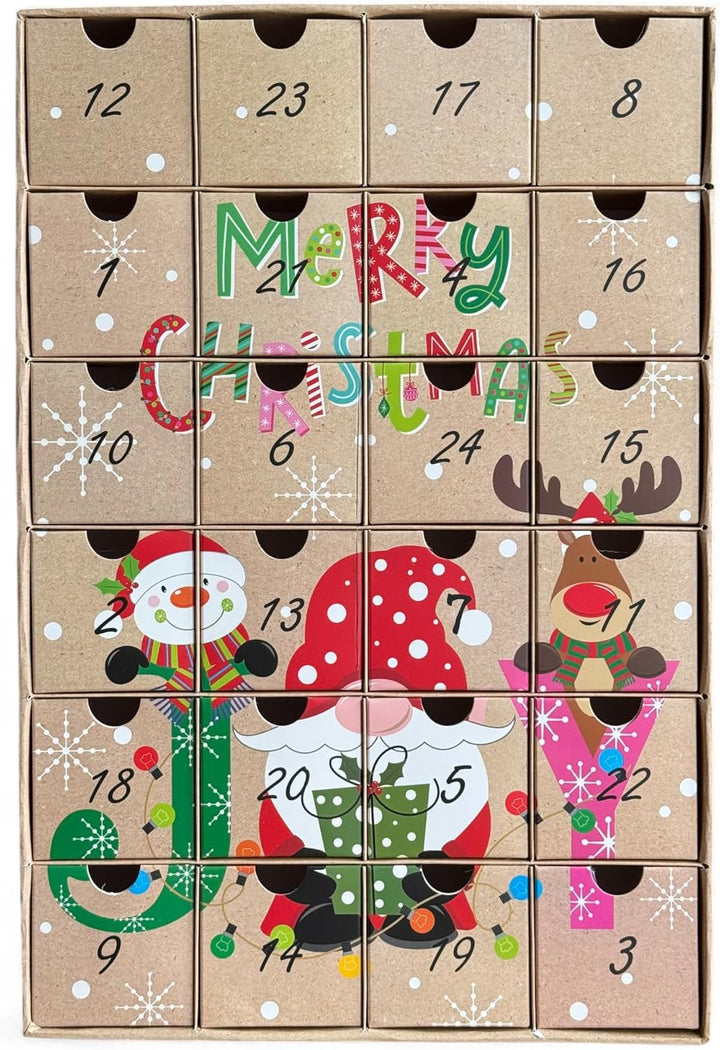 MIJOMA Adventskalender „JOY“ – 24 Boxen zum Befüllen – Wiederverwendbar aus Karton – Weihnachtskalen