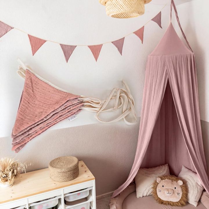 LILIMAUS Sternen Wimpelkette Stoff [mit Goldapplikation in 12 Farben] Wimpelkette Kinderzimmer - 100