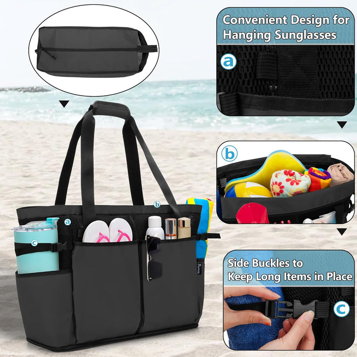 Fasrom Extra Grosse Netz Strandtasche, Übergrosse Strandtasche für Strandausflug (Patent Angemeldet)
