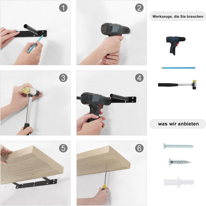 EUGAD Wandregal, Regal Wand 4er Set, Wandboard für Wohnzimmer, Küche, Badezimmer, Bücher/DVD/CD/Bild