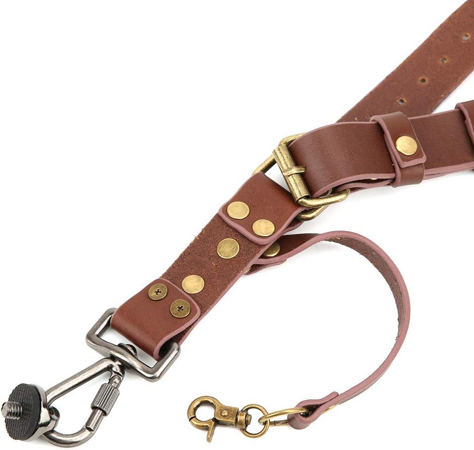 Jadpes Leder Kameragurt Zubehör, Digital verstellbare Doppelschutzkamera Lederriemen Niet Digitalkam