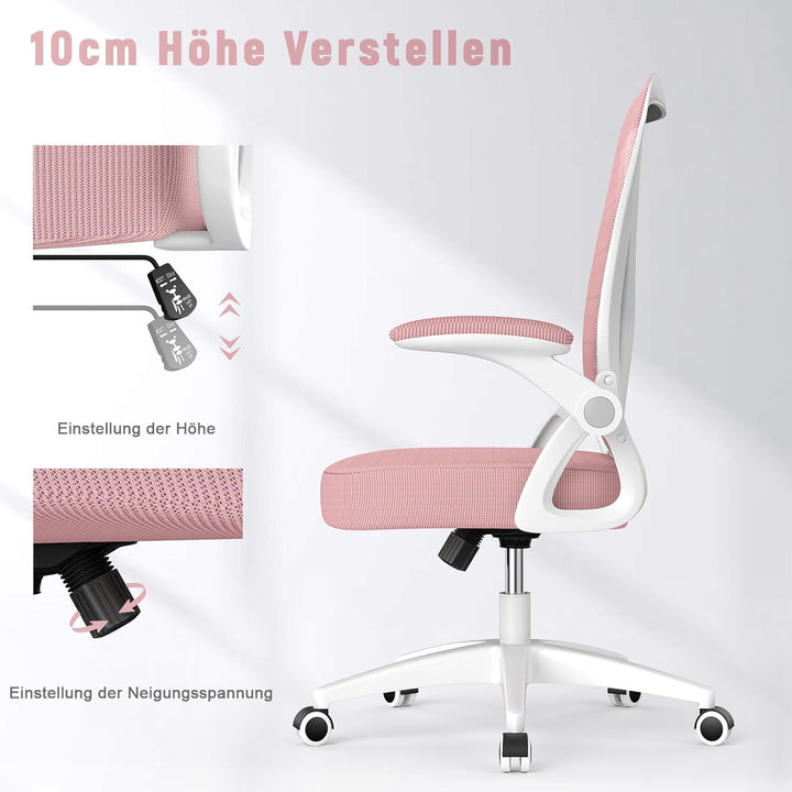 rattantree Bürostuhl, Ergonomischer Schreibtischstuhl mit Lendenwirbelstütze, Verstellbare Armlehnen