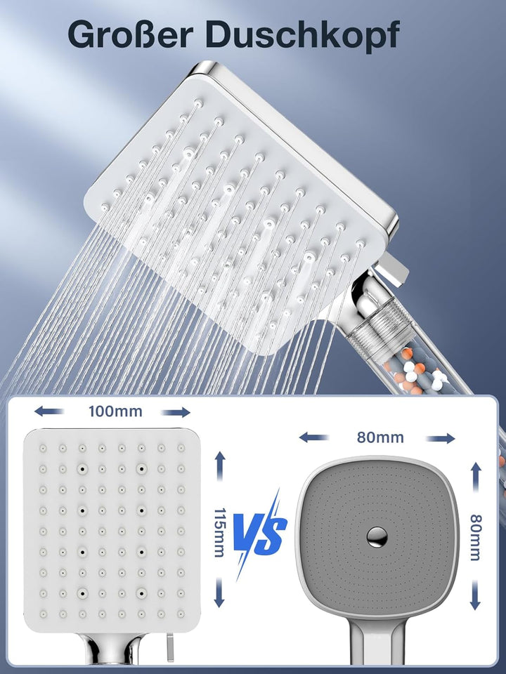 YEAUPE PRO Duschkopf mit Filter, Reine Dusche Duschkopf, Badezimmer Duschbrause(115 x 100 mm), Dusch