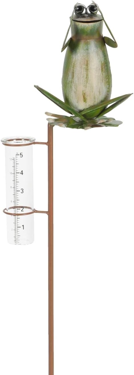 NETPROSHOP Regenmesser Rabe oder Frosch am Stab H: ca. 120 cm aus Metall u. Glas, Auswahl:Frosch Fer