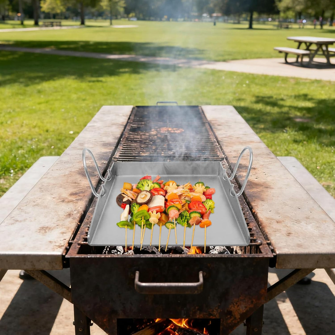 Plancha Grillplatte |Grillplatte aus Edelstahl | 338°C hitzebeständig | 40x30cm gross | Mit 2 Spatel