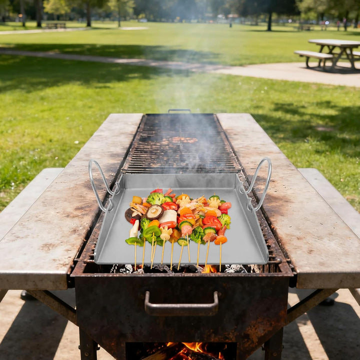 Plancha Grillplatte |Grillplatte aus Edelstahl | 338°C hitzebeständig | 40x30cm gross | Mit 2 Spatel