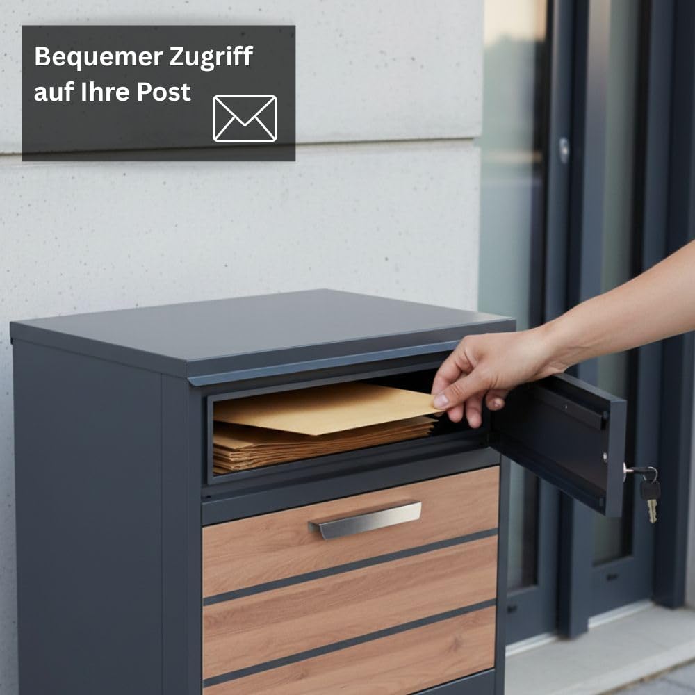 RS Trade Paketbriefkasten XXL mit Paketfach – Freistehende Paketbox für draussen, Abschliessbarer Br